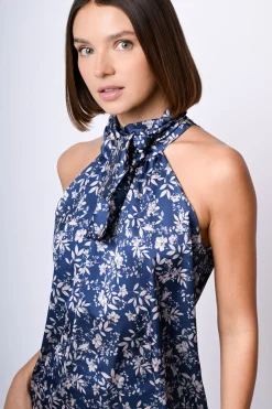 Top allamericana con stampa floreale