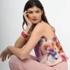 Top allamericana con stampa floreale
