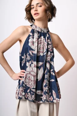 Top allamericana con stampa floreale