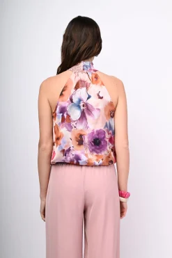 Top allamericana con stampa floreale