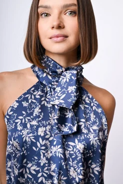 Top allamericana con stampa floreale