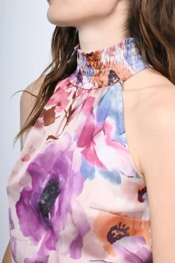 Top allamericana con stampa floreale