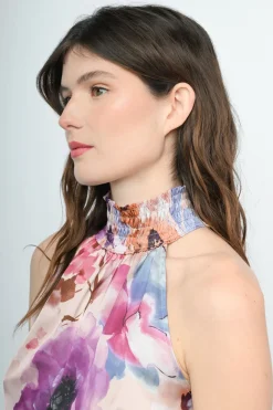 Top allamericana con stampa floreale