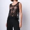 Top con ricami e paillettes