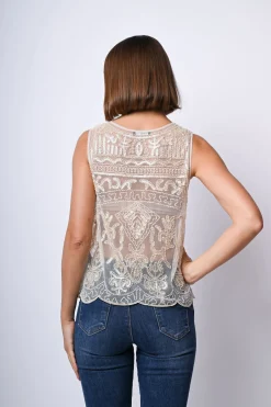 Top con ricami e paillettes
