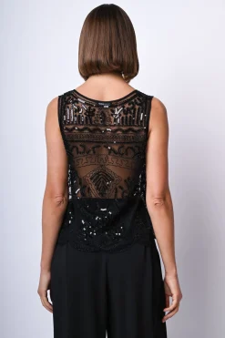 Top con ricami e paillettes