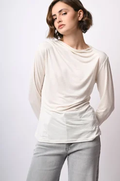 Top con scollo a cratere in lyocell