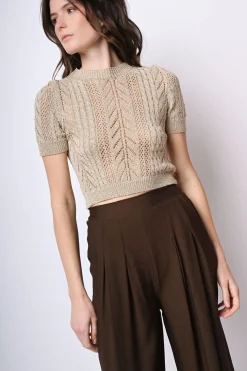 Top crop in maglia crochet lurex