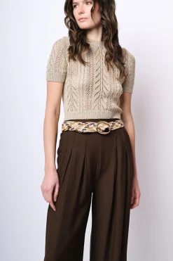 Top crop in maglia crochet lurex