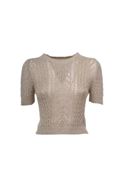 Top crop in maglia crochet lurex