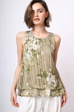 Top doppiato con stampa floreale