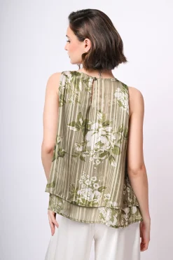 Top doppiato con stampa floreale