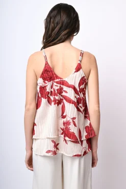 Top doppiato con stampa floreale