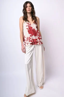 Top doppiato con stampa floreale