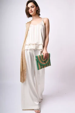 Top doppiato in georgette lurex