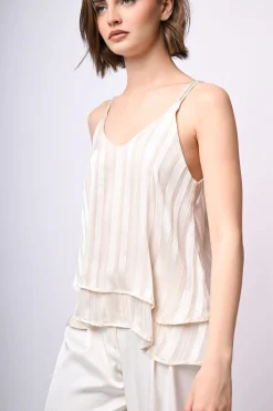 Top doppiato in georgette lurex