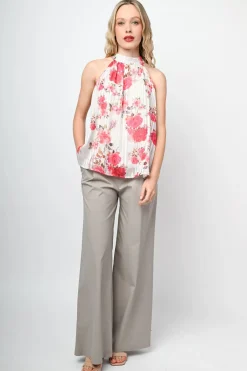 Top fiori rossi con laccio