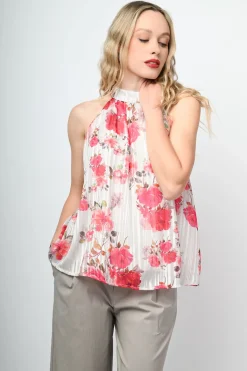 Top fiori rossi con laccio