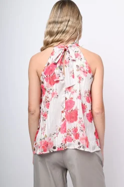 Top fiori rossi con laccio
