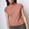 Top in cotone con collo alto