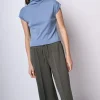 Top in cotone con collo alto