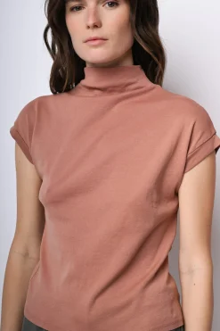 Top in cotone con collo alto
