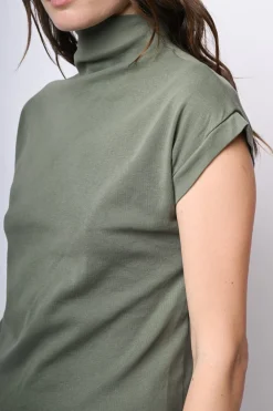 Top in cotone con collo alto