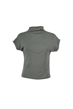 Top in cotone con collo alto