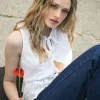 Top in cotone con laccetti