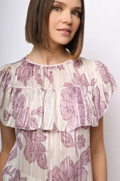 Top in georgette a stampa floreale