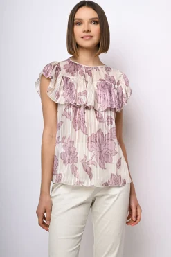 Top in georgette a stampa floreale