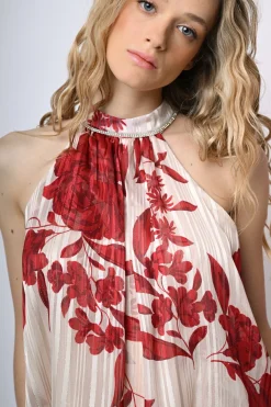 Top in georgette a stampa floreale