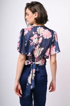 Top in georgette lurex a stampa floreale