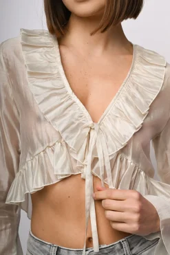 Top in mussola con rouches