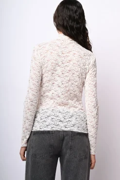 Top in pizzo con scollo a cratere