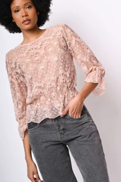 Top in pizzo misto cotone