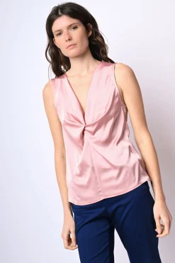 Top in raso con nodo