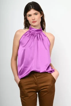 Top in raso e pizzo