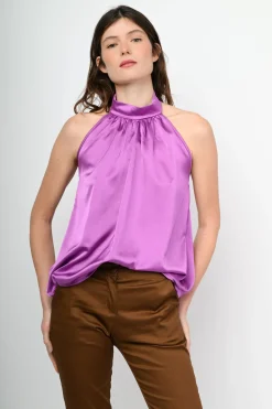 Top in raso e pizzo