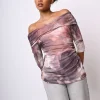 Top in tulle a stampa floreale astratta