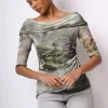 Top in tulle a stampa floreale astratta