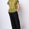 Top in tulle con maniche a balze