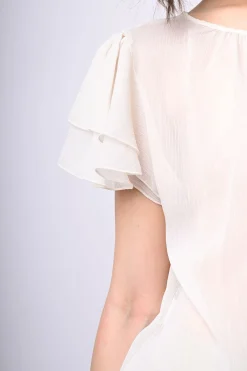 Top in tulle con maniche a balze