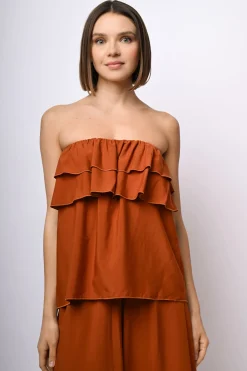 Top in viscosa con balze