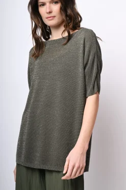 Top oversize in maglia lurex