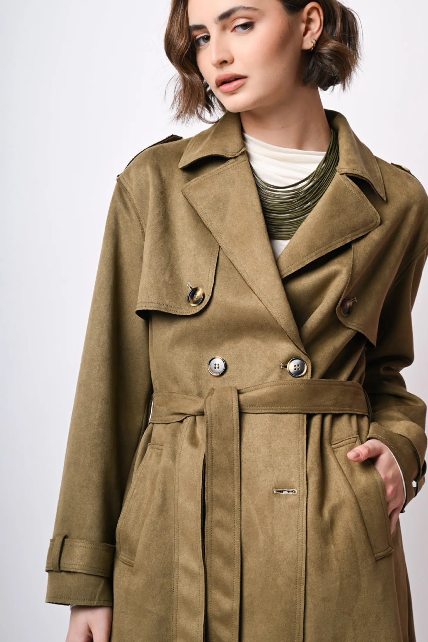 Trench in faux suede