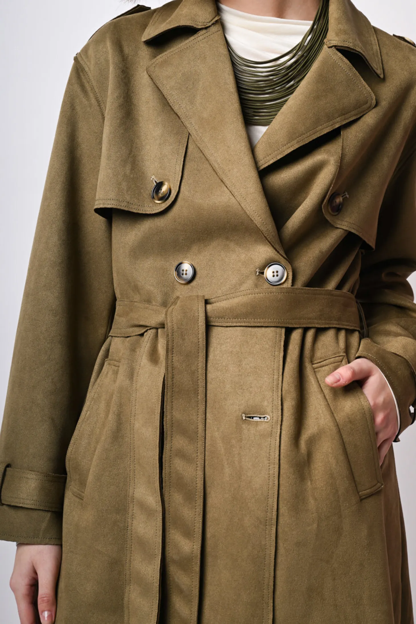 Trench in faux suede