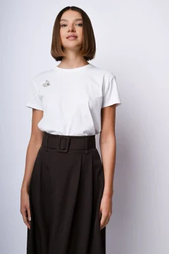T-shirt in cotone con spilla a cuore