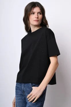 T-shirt in cotone con strass