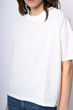 T-shirt in cotone con strass